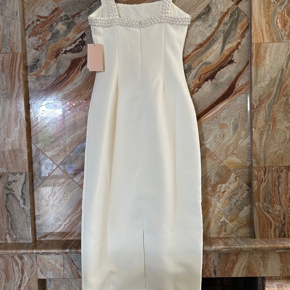 NWT Odd Muse London The Ultimate Muse Pearl Trim Midi Dress White Size XS - Picture 12 of 16